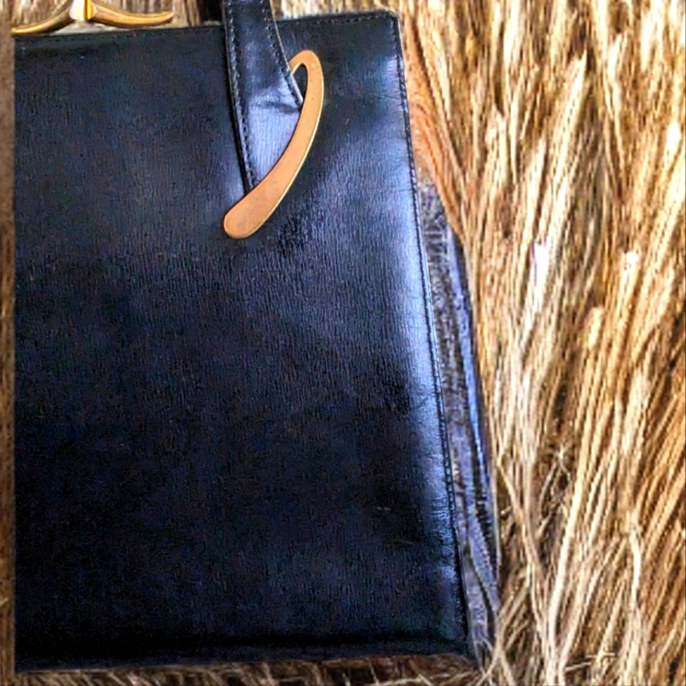 🔥Dofan made in France 🔥 Vintage Black 1950s/60s Leather Clutc - Picture 4 of 9